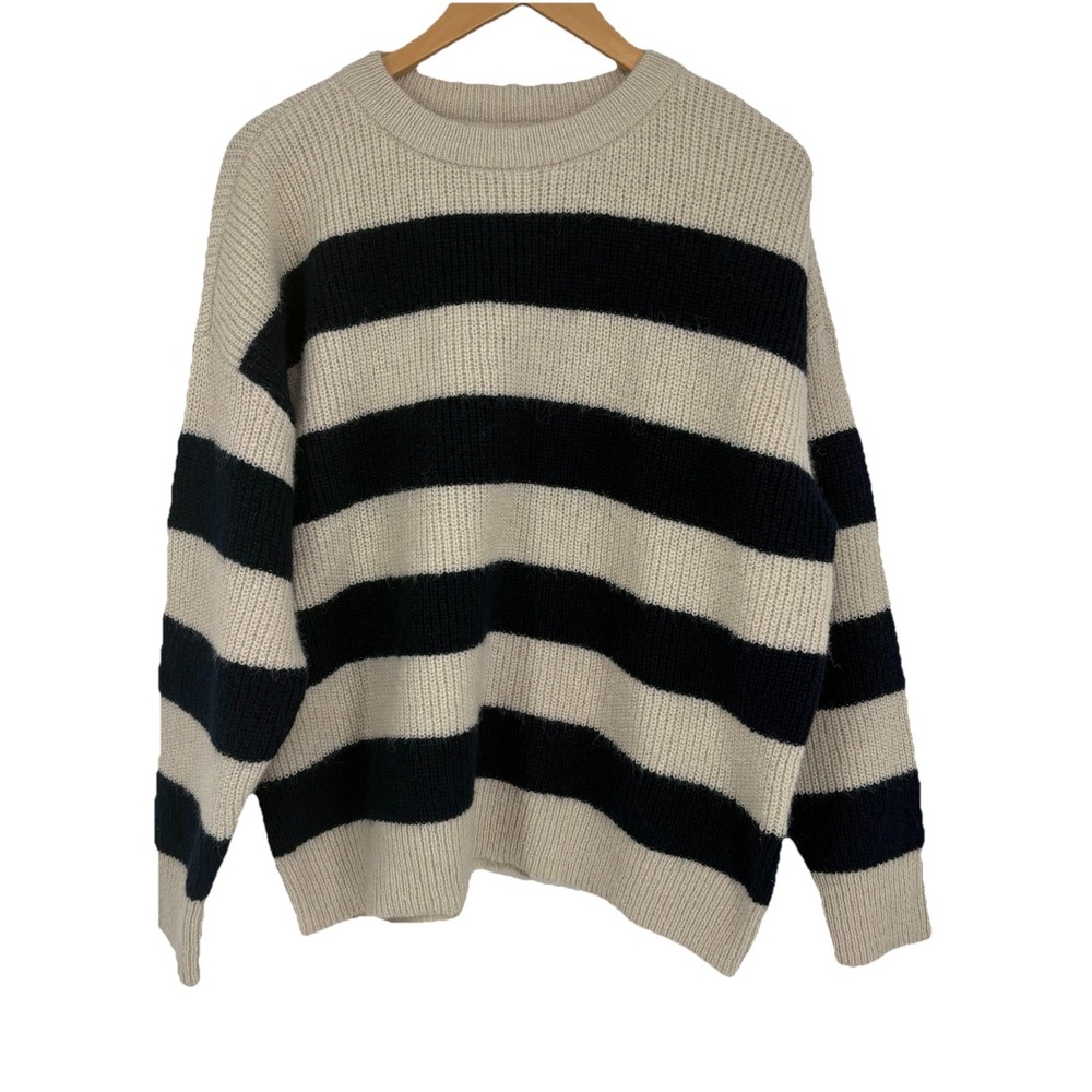 On 34th Womens Shaker Knit Striped‎ Sweater 1X Soft Fuzzy Nautical Cozy Preppy